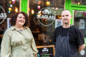 Seaglass Café owner Liam Brown with Lauren Ayres, Business Account Manager at Procure Smart